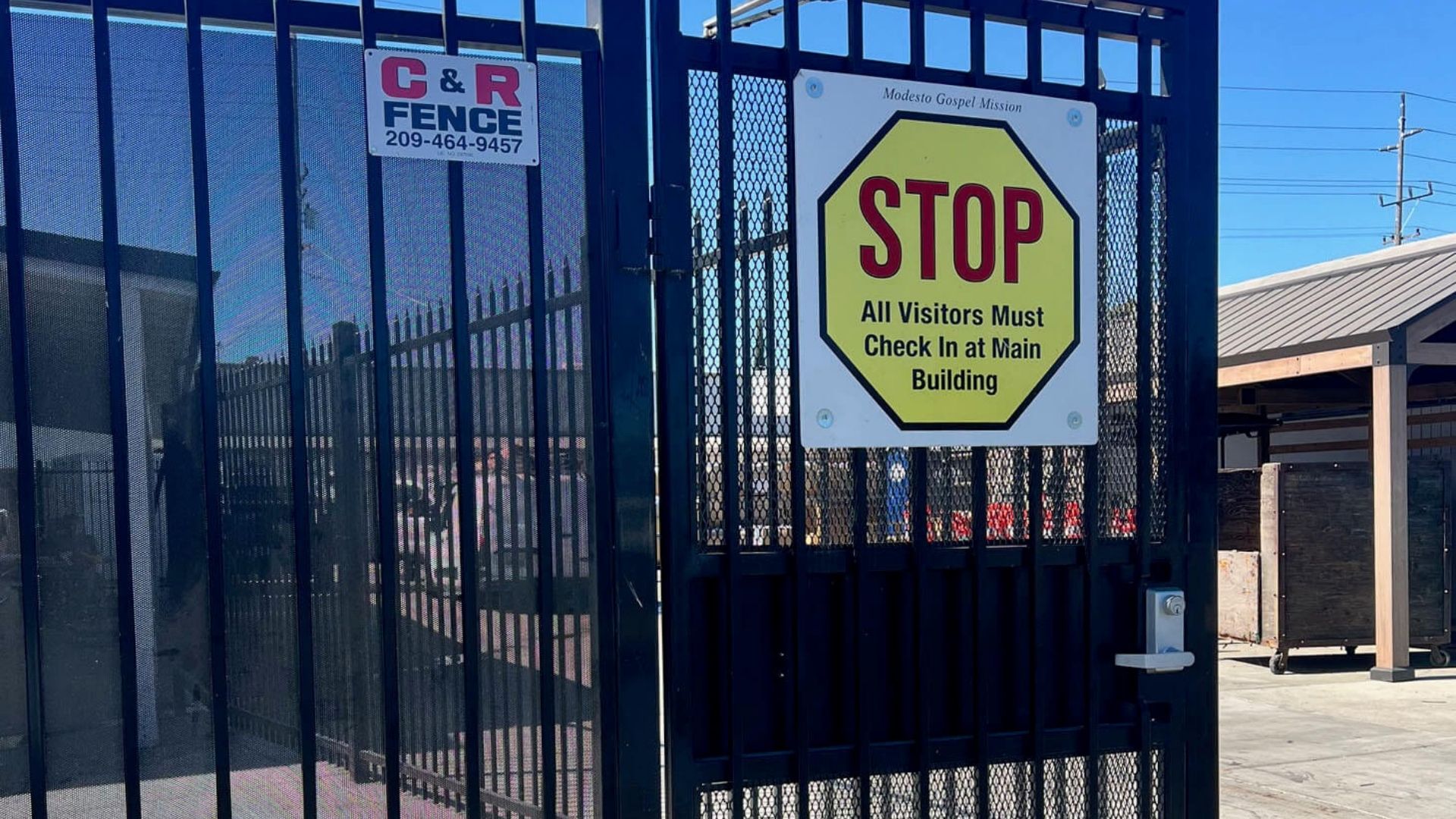 C&R Fence pedestrian security gate at Modesto Gospel Mission