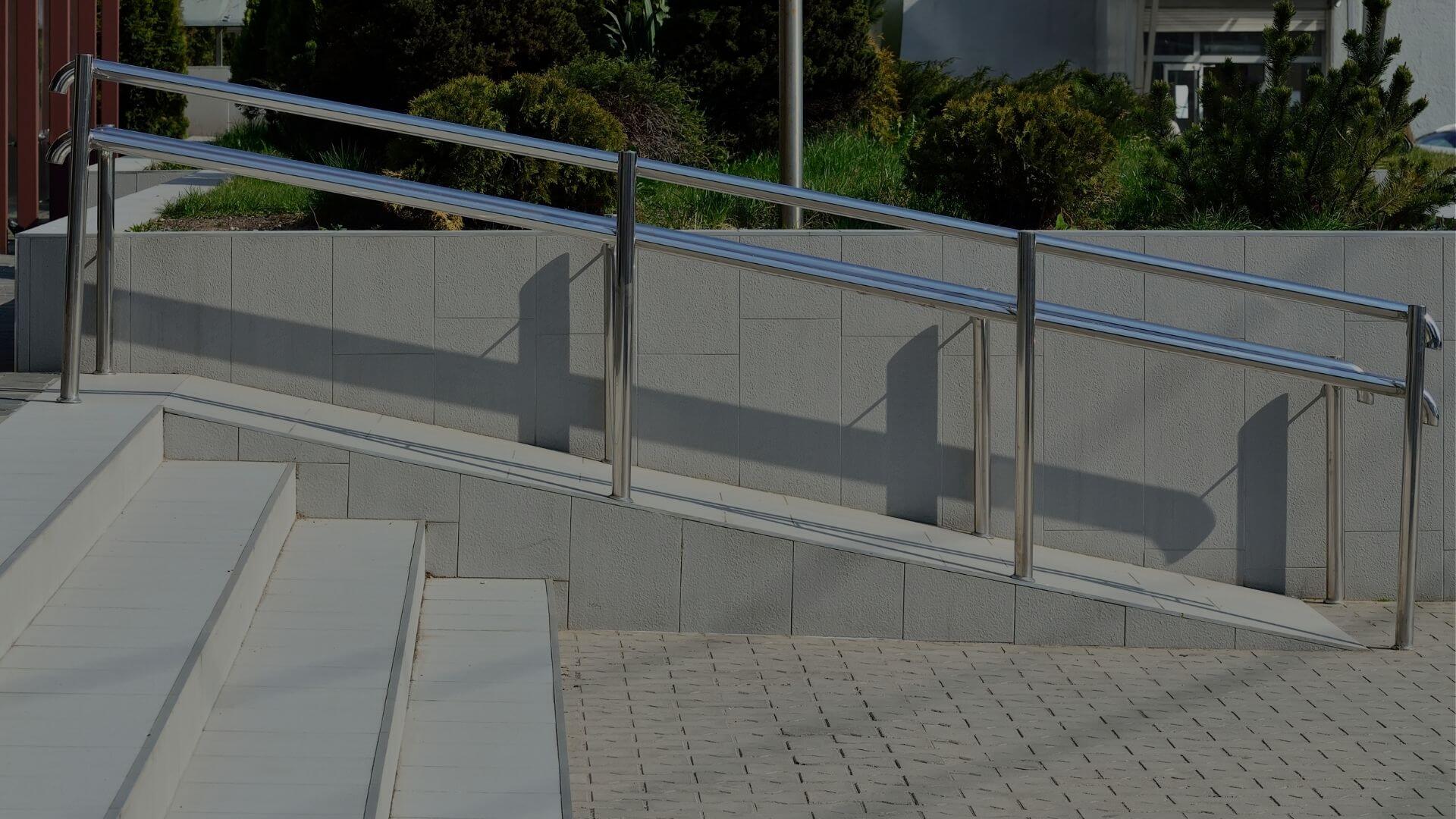 ADA railing and ramp at a commercial building in Stockton, CA